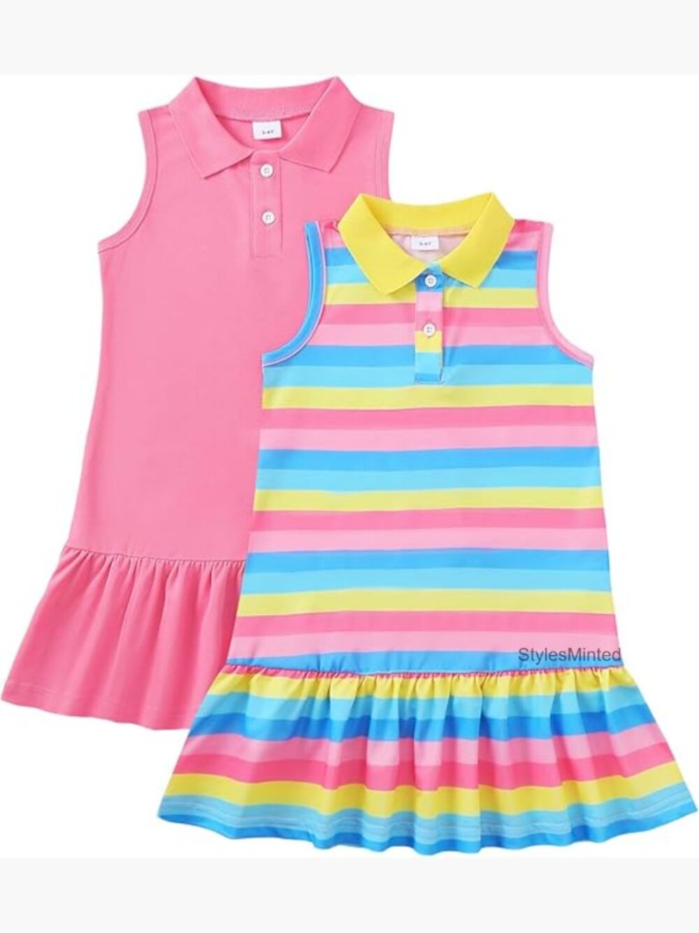 Toddler Girls Summer Dresses 2-Pack Sleeveless Cotton Blend Sundress for Kids
